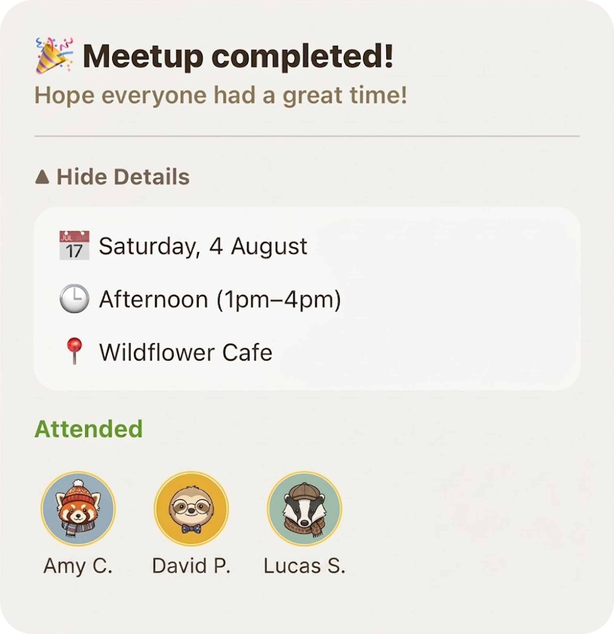 FriendMap completed meetup