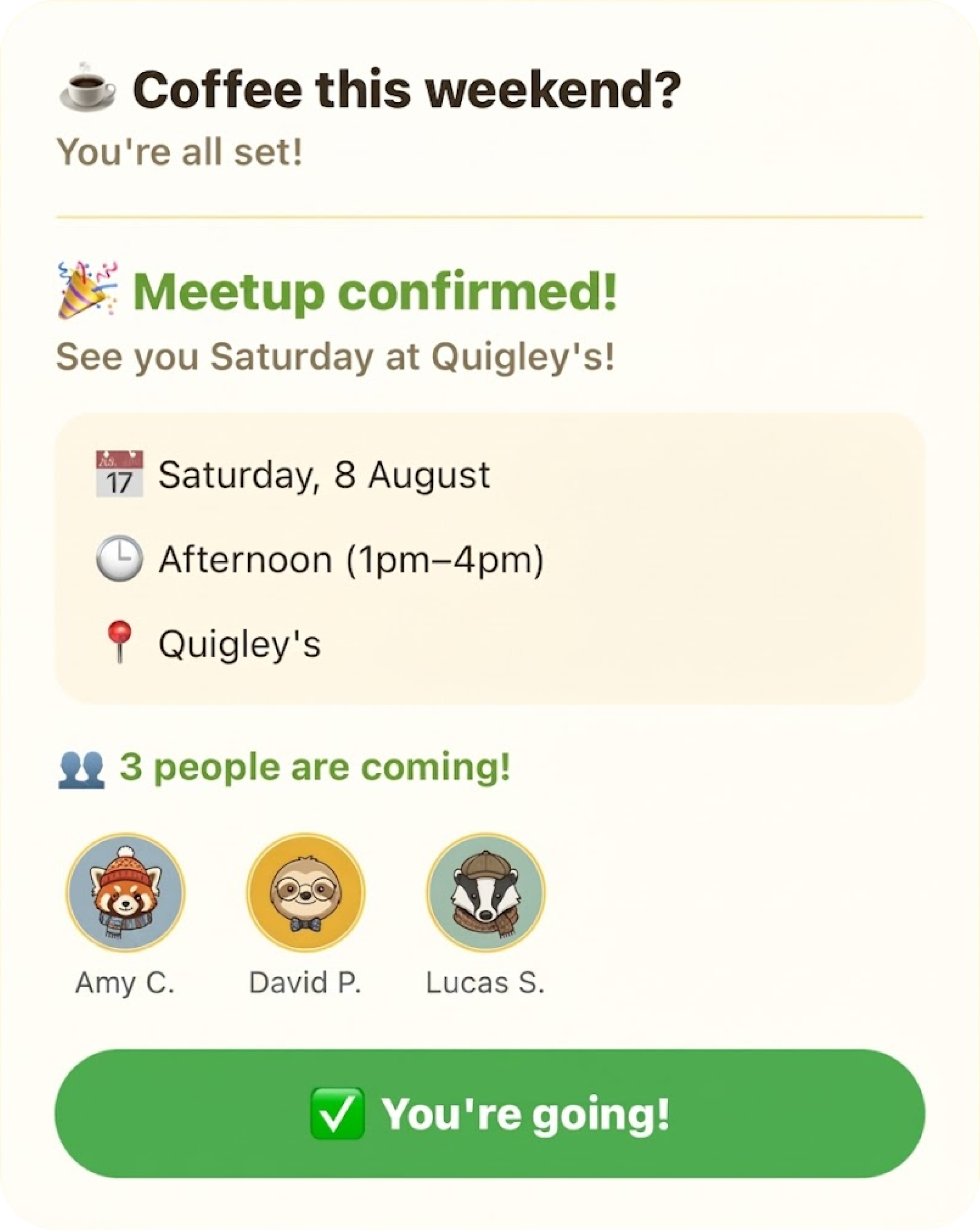FriendMap meetup confirmed