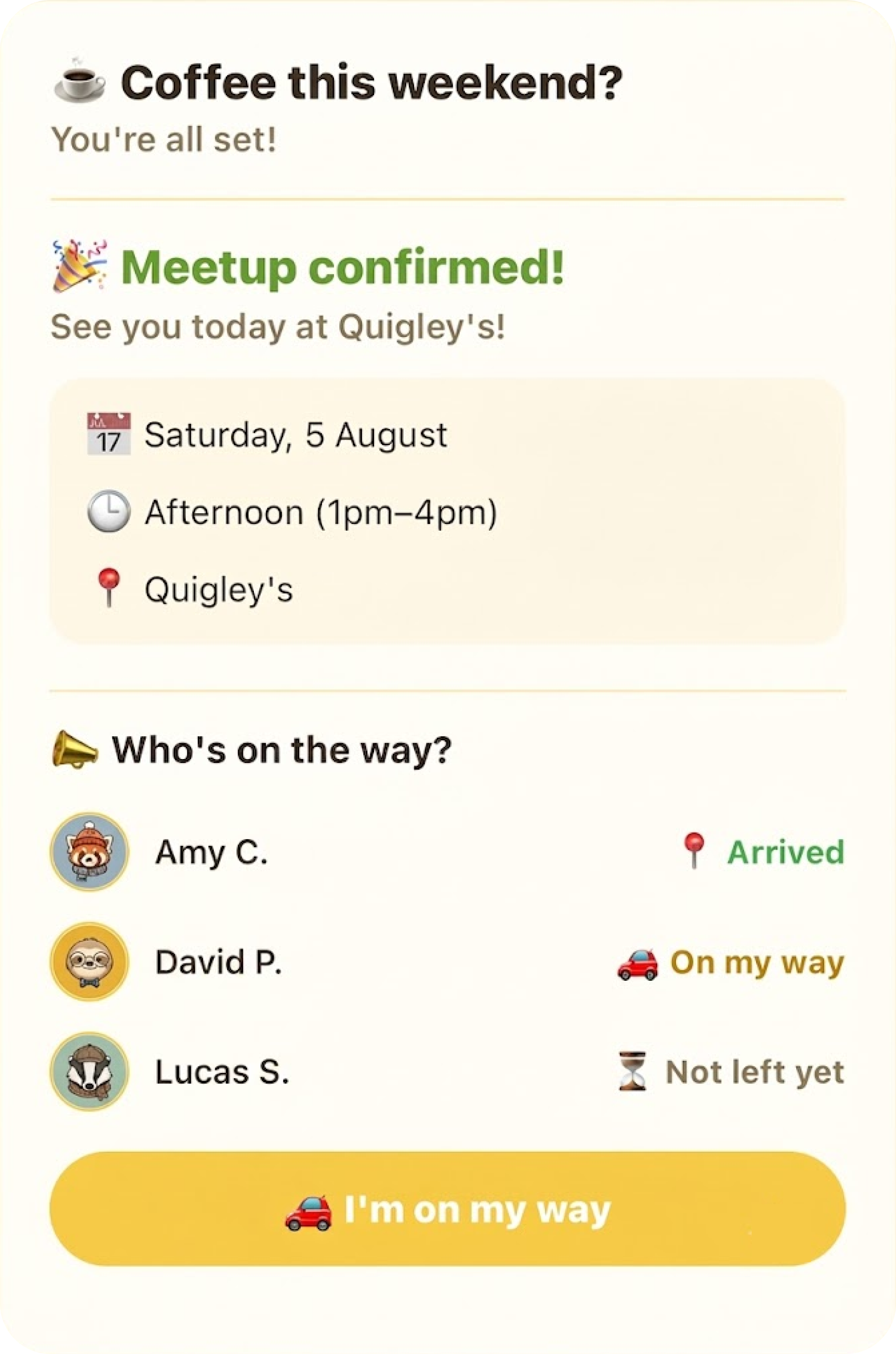FriendMap who's on the way status